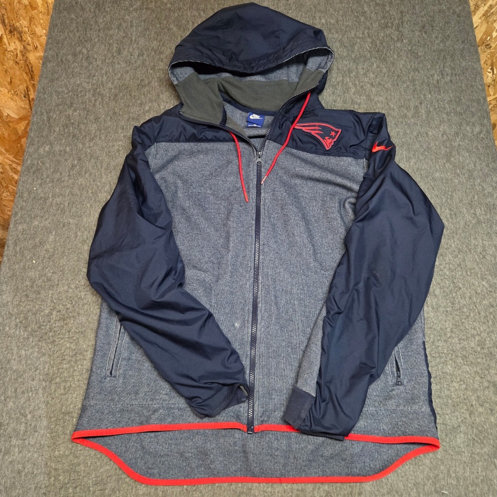 Nike New England Patriots Winterized Hooded Jacket Mens XL NFL Full Zip Navy